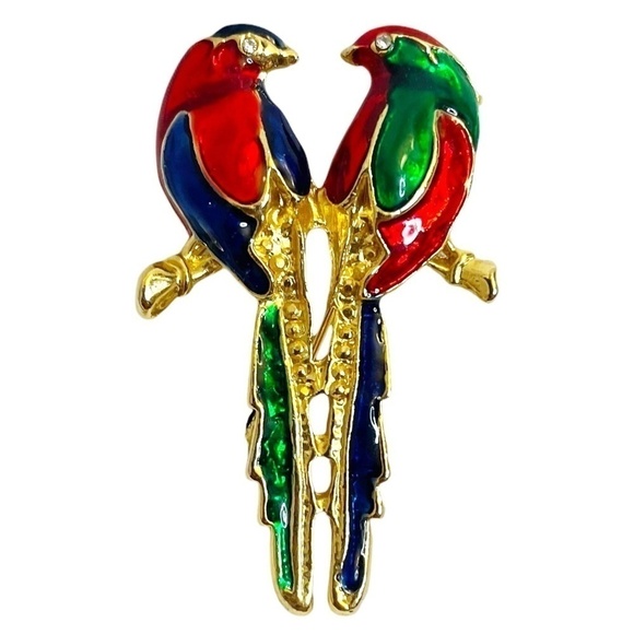 Vintage Macaw Parrot Pin Colourful Bird Enamel Brooch Exotic 🤍 - Picture 1 of 5